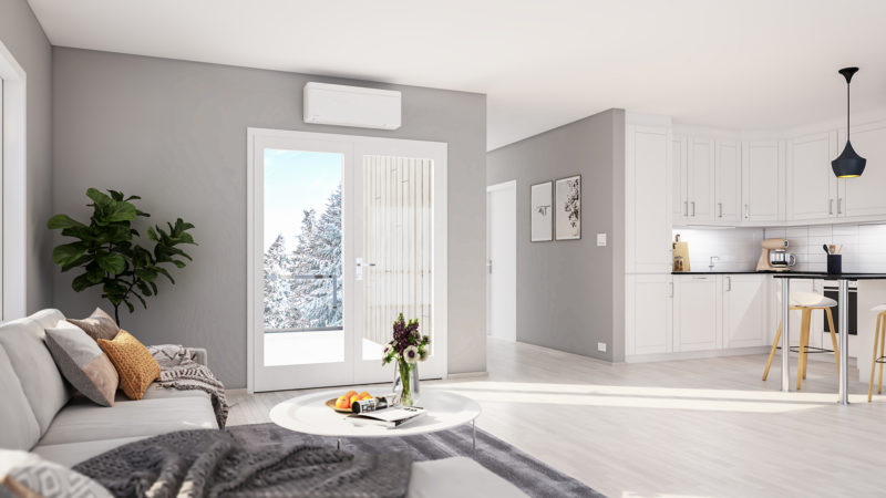 a room with a door and a window